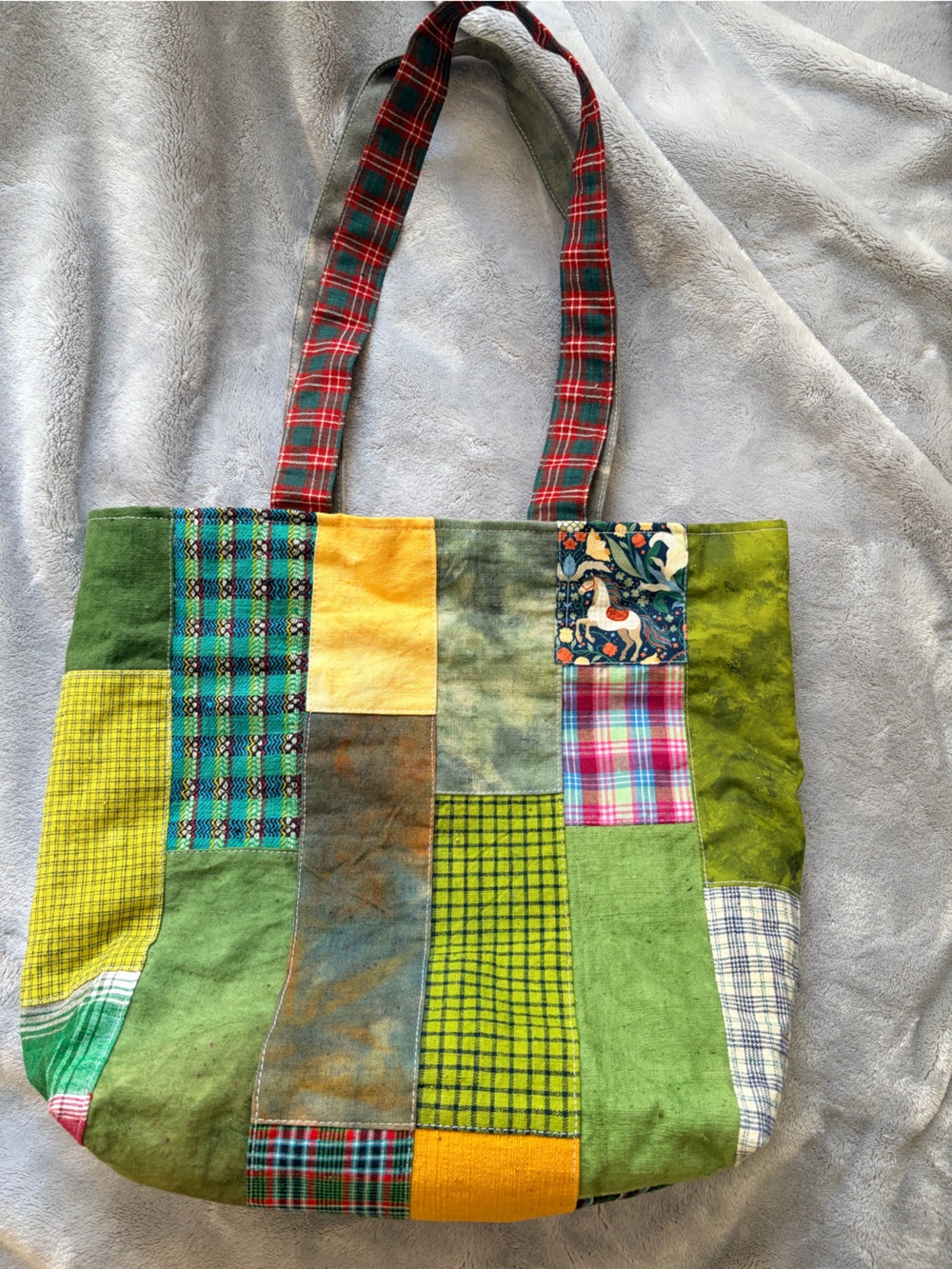 Patchwork Green Multi-Color Tote Bag - Picture 2 of 4